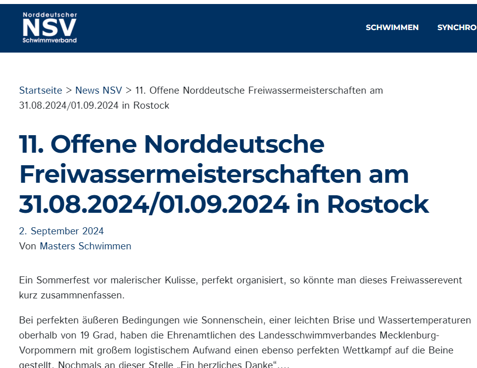 Norddeutscherschwimmverband zu den ndm2024